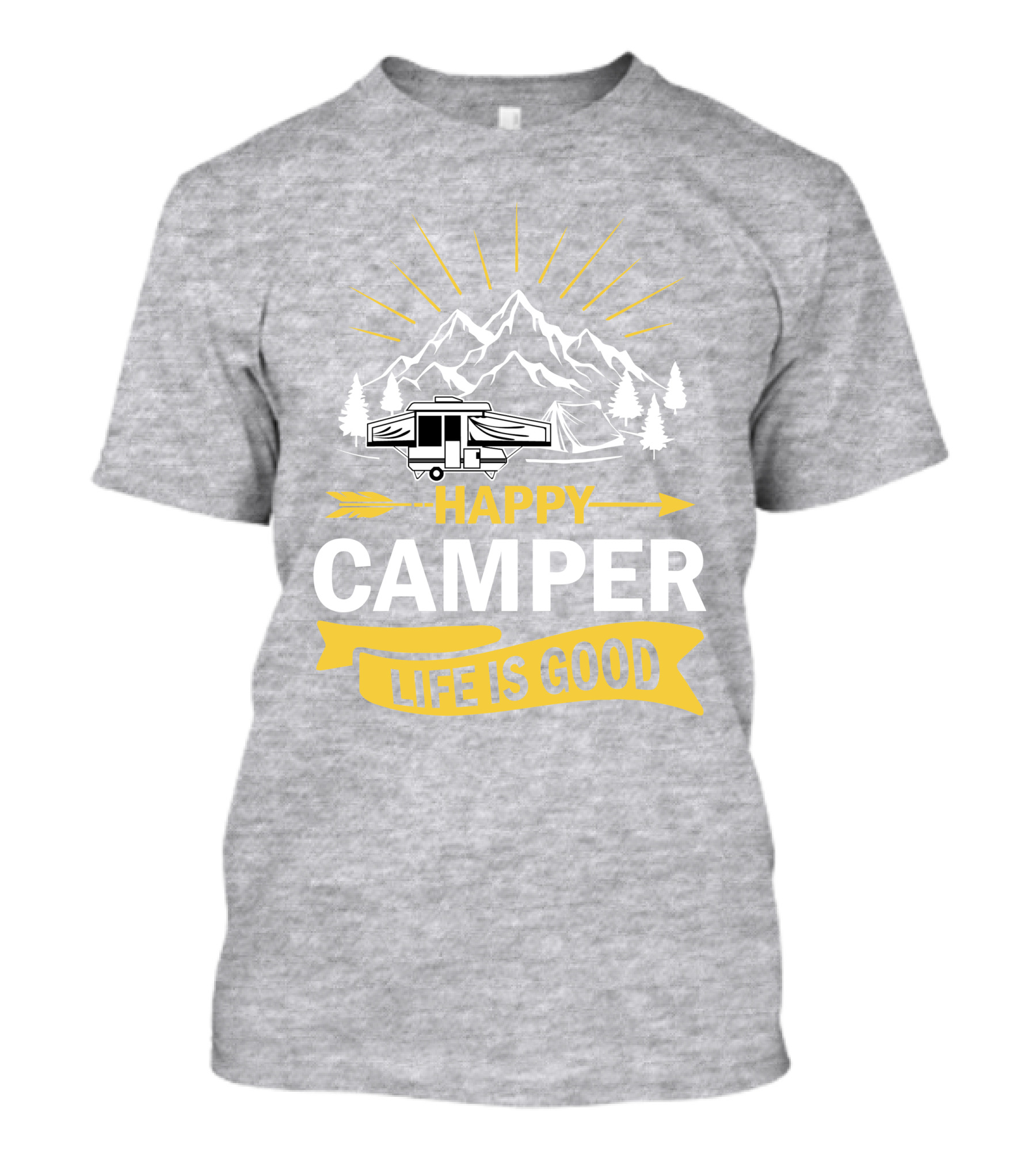 Happy Camper Life Is Good Mountain Pop Up Campers T-Shirt