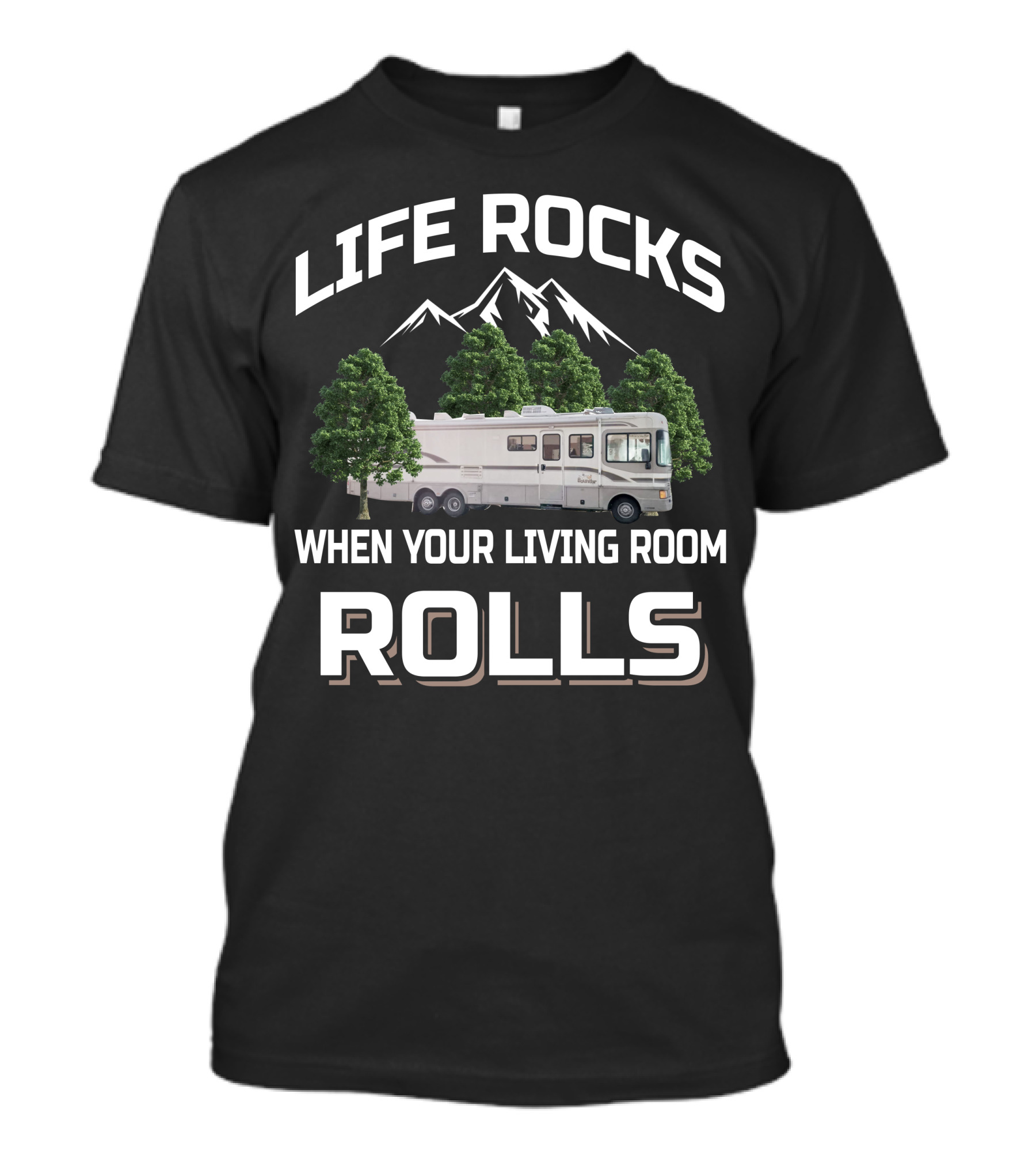 Life Rocks When Your Living Room Rolls 1997 Fleetwood Bounder 34v Mountain Adventure T-Shirt
