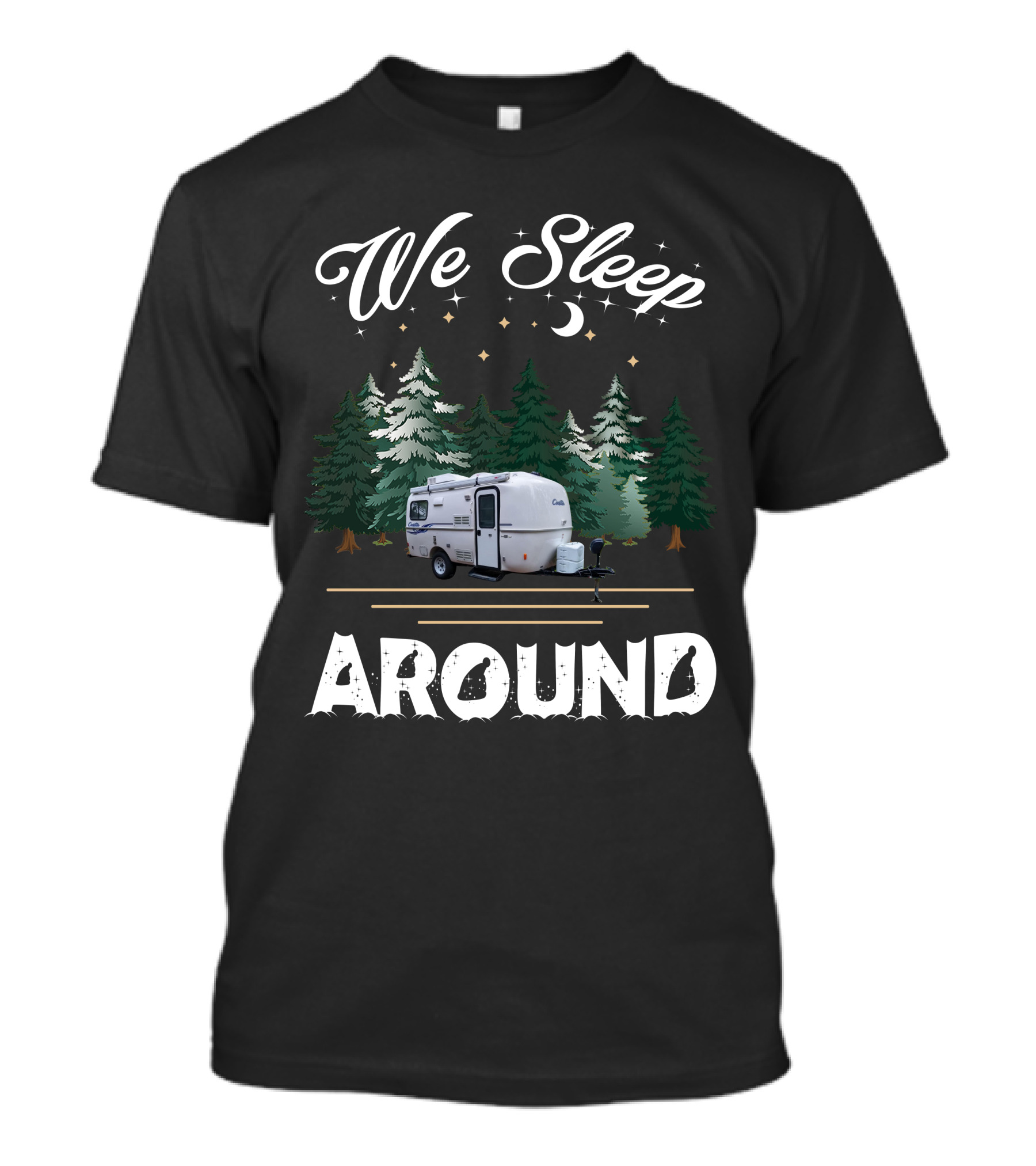 We Sleep Around Casita Camper Moon Stars Forest T-Shirt