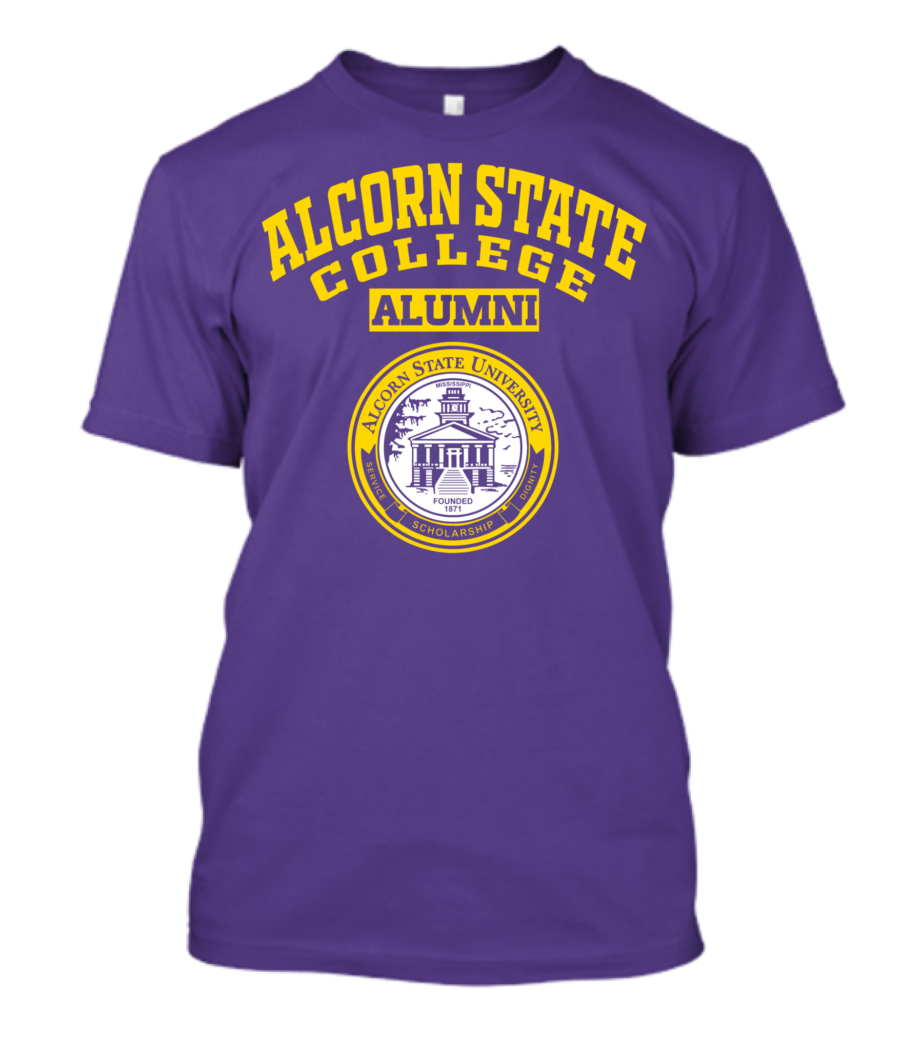 Alcorn State College Alumni Alcorn State University Badge Established 1871 Service Scholarship Dignity T-Shirt