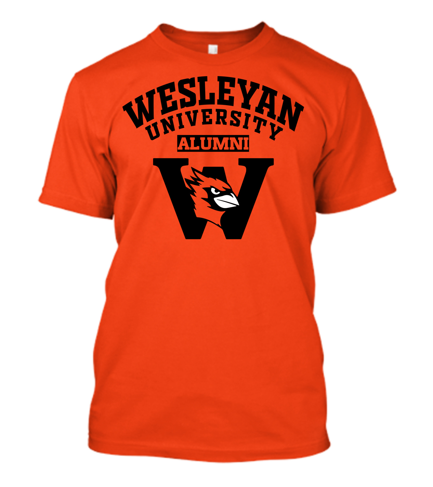 Wesleyan University Alumni Cardinal Logo W Letter Orange Background T-Shirt