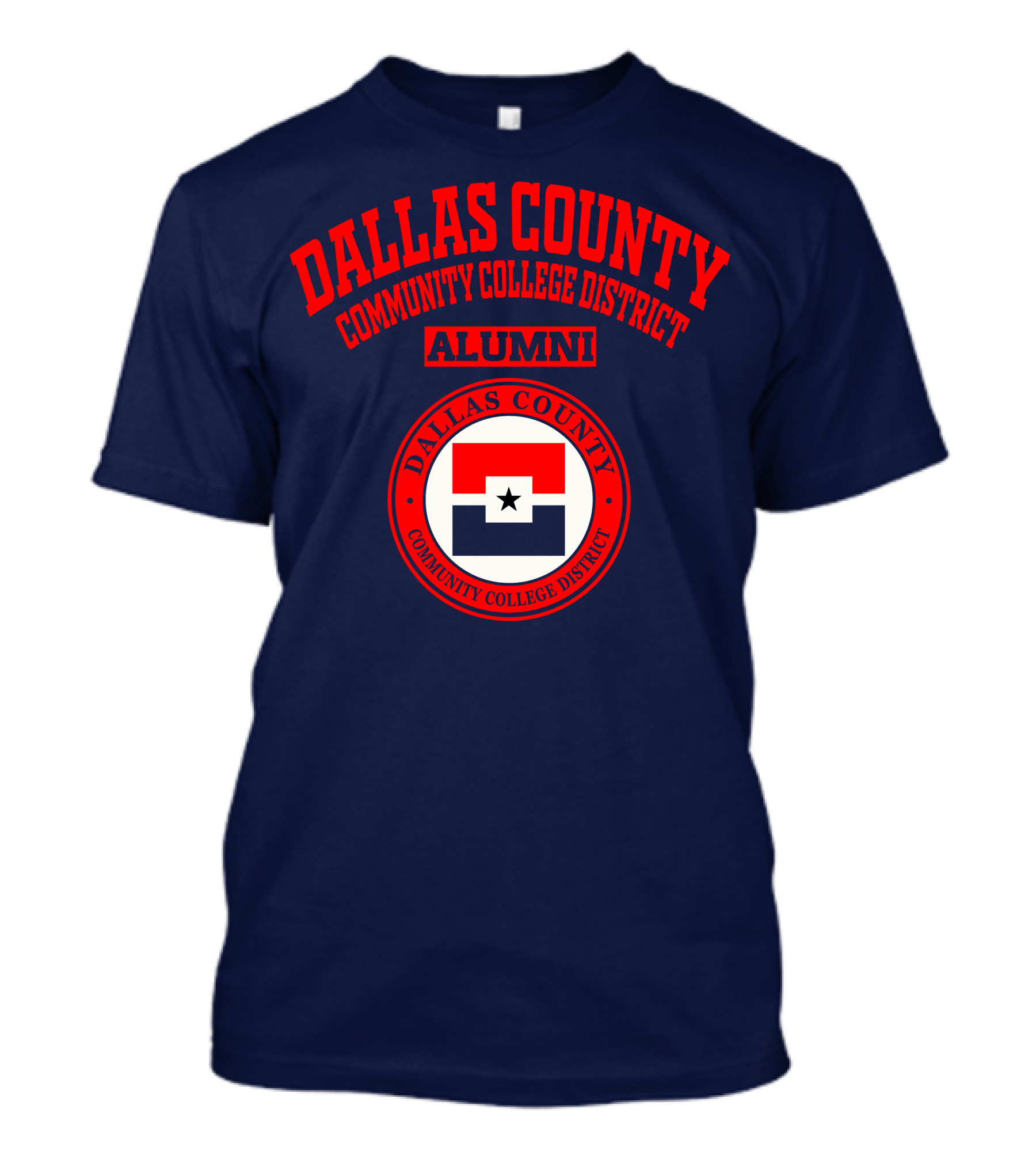 Dallas County Community College District Alumni Red And Navy Star Emblem T-Shirt