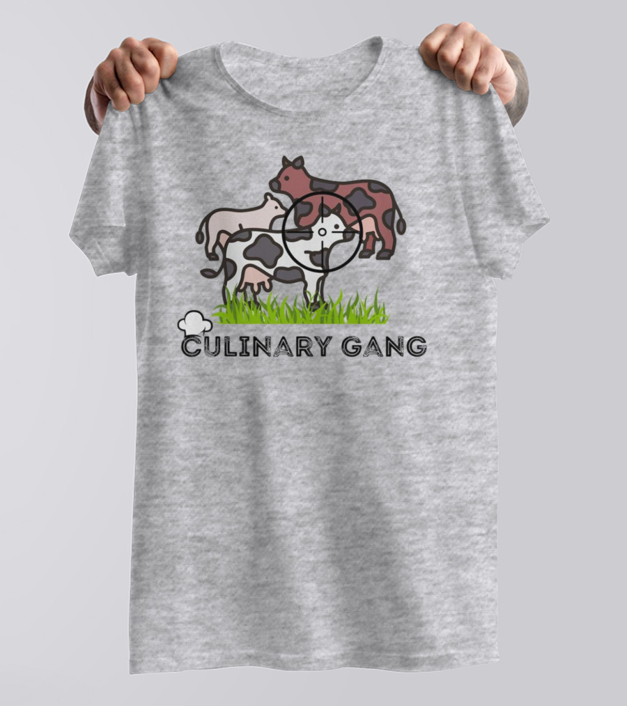 Culinary Gang Cow Trio Targeting Humor T-Shirt