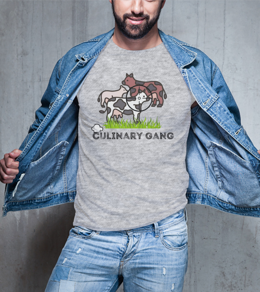 Culinary Gang Cow Trio Targeting Humor T-Shirt