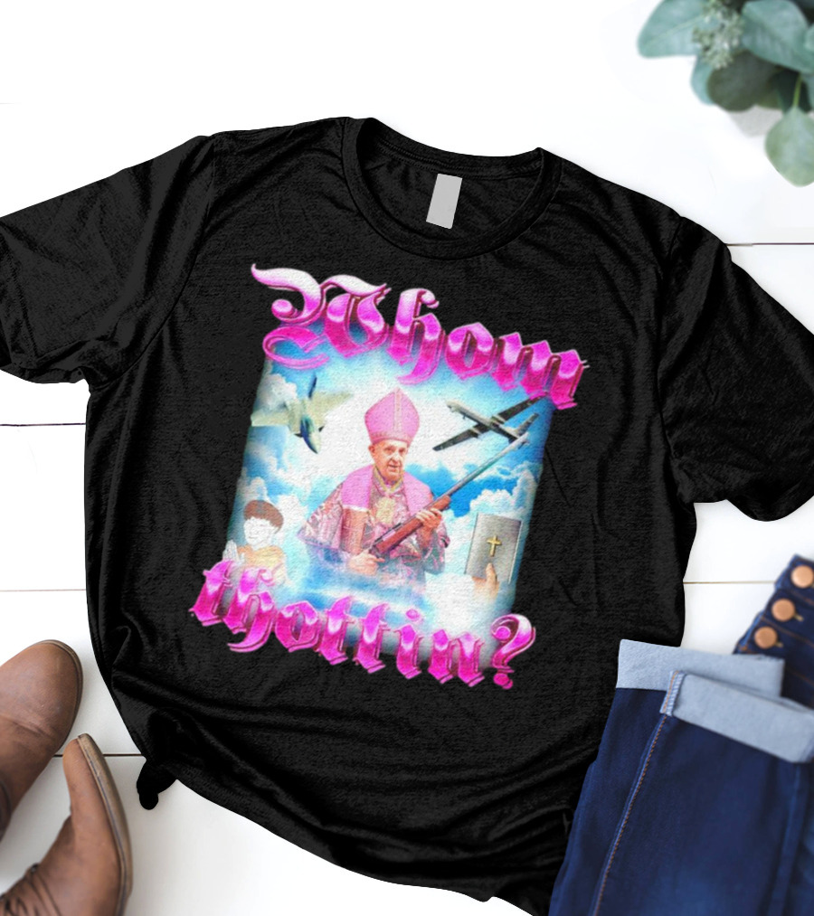 Whom Thottin Priest Holding Rifle With Airplanes And Clouds T-Shirt
