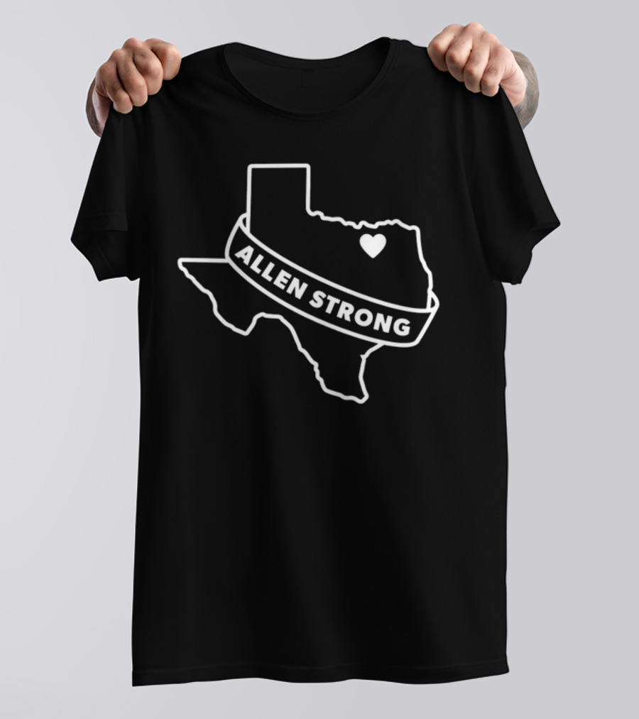 Allen Premium Outlets Texas Love Allen Strong Heart Map T-Shirt