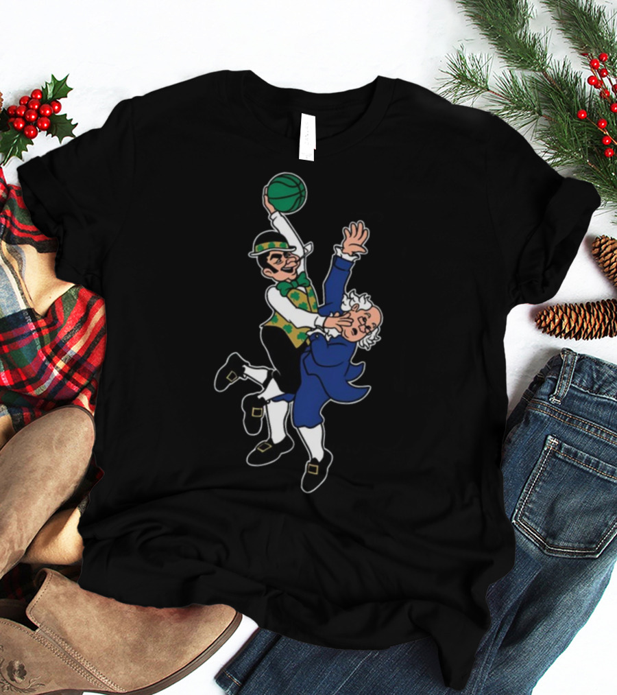 Bos Dunk Celtic Green Basketball Character With Historical Figure T-Shirt