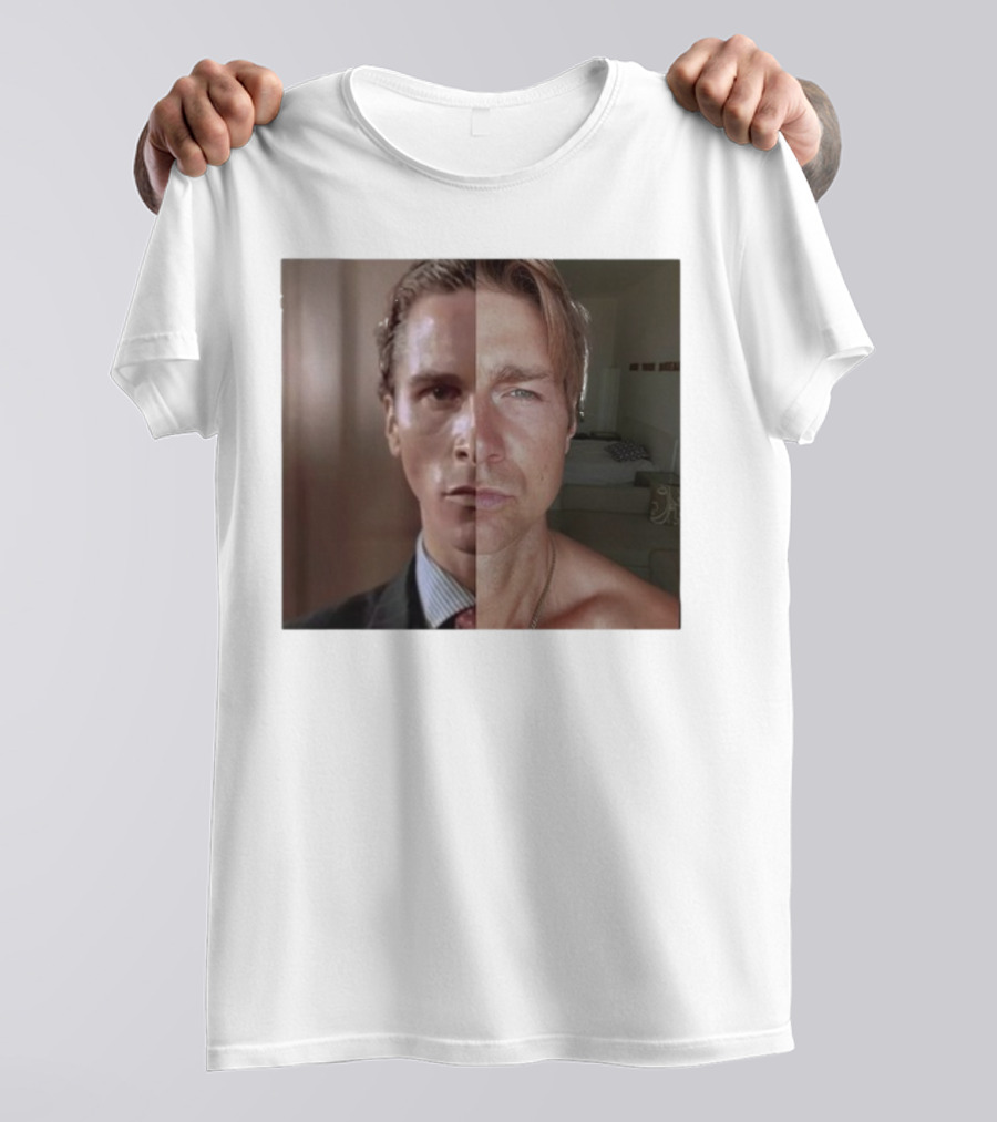 Jeremy Fragrance Compared With Young Christian Bale Face Split Room Background T-Shirt