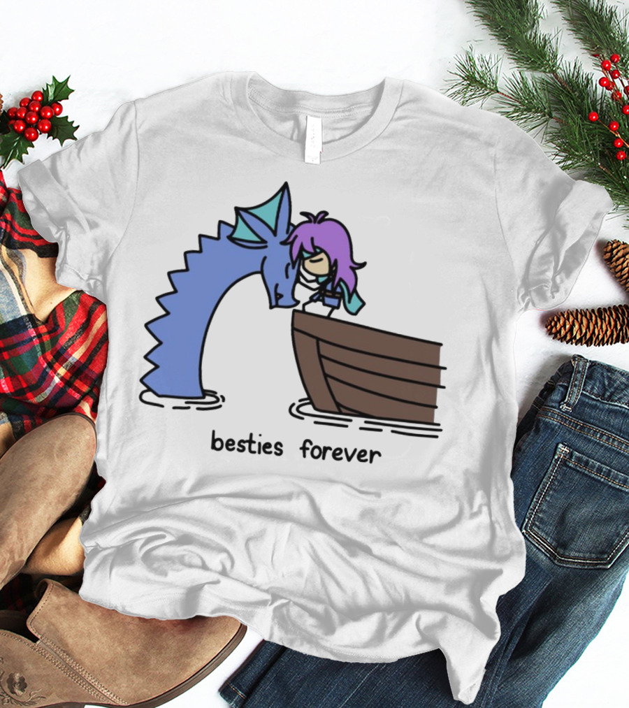Kimchichickenbeer Faris And Syldra Besties Forever Best Friends With Dragon And Boat Scene T-Shirt