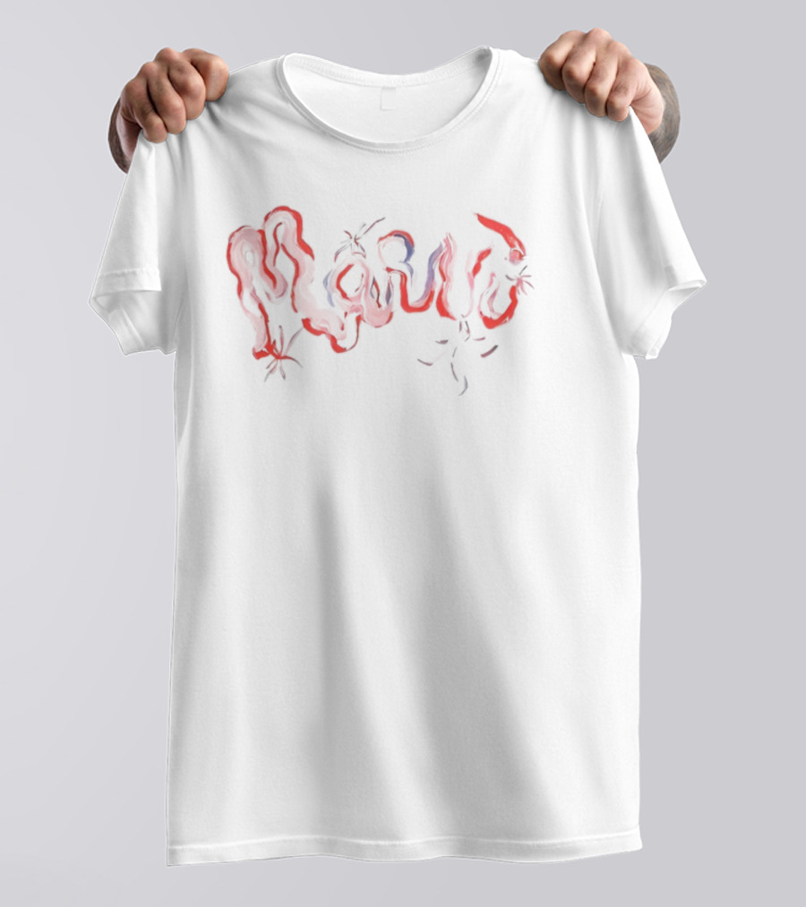 Marni Painterly Red Swirl Text T-Shirt