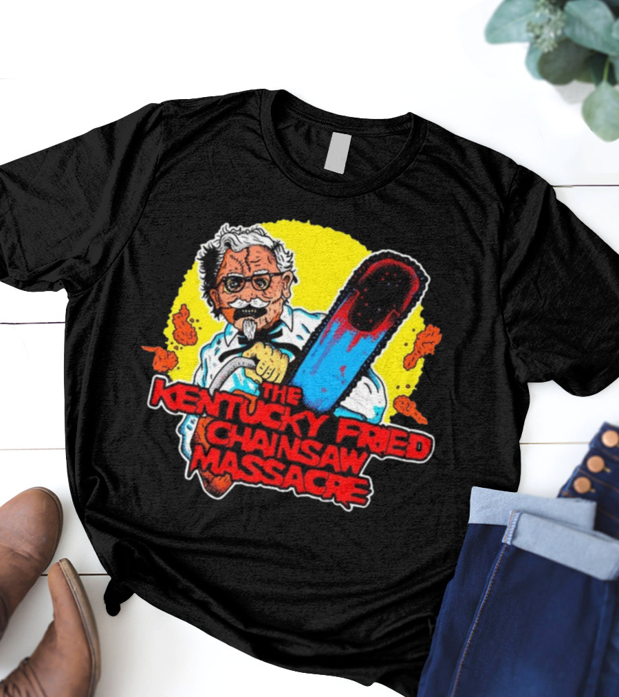 Colonel Sanders Chainsaw Parody Horror Crossover T-Shirt