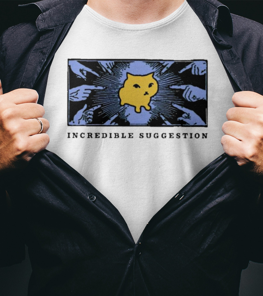 Incredible Suggestion Yellow Cat Surrounded By Pointing Fingers T-Shirt