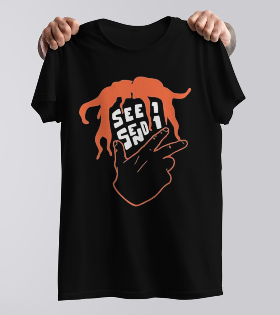 See 1 Send 1 Hand Gesture With Orange Hair T-Shirt