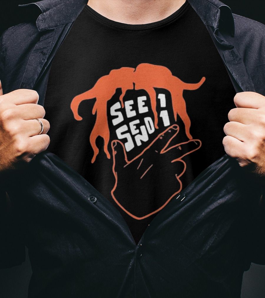 See 1 Send 1 Hand Gesture With Orange Hair T-Shirt