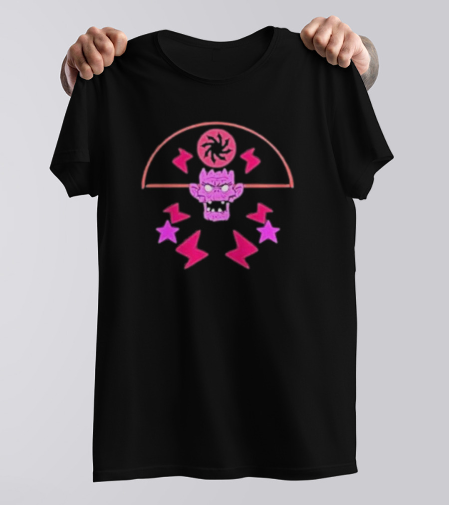 Gorillaz Merch Pink Cult Symbol Stars Lightning T-Shirt