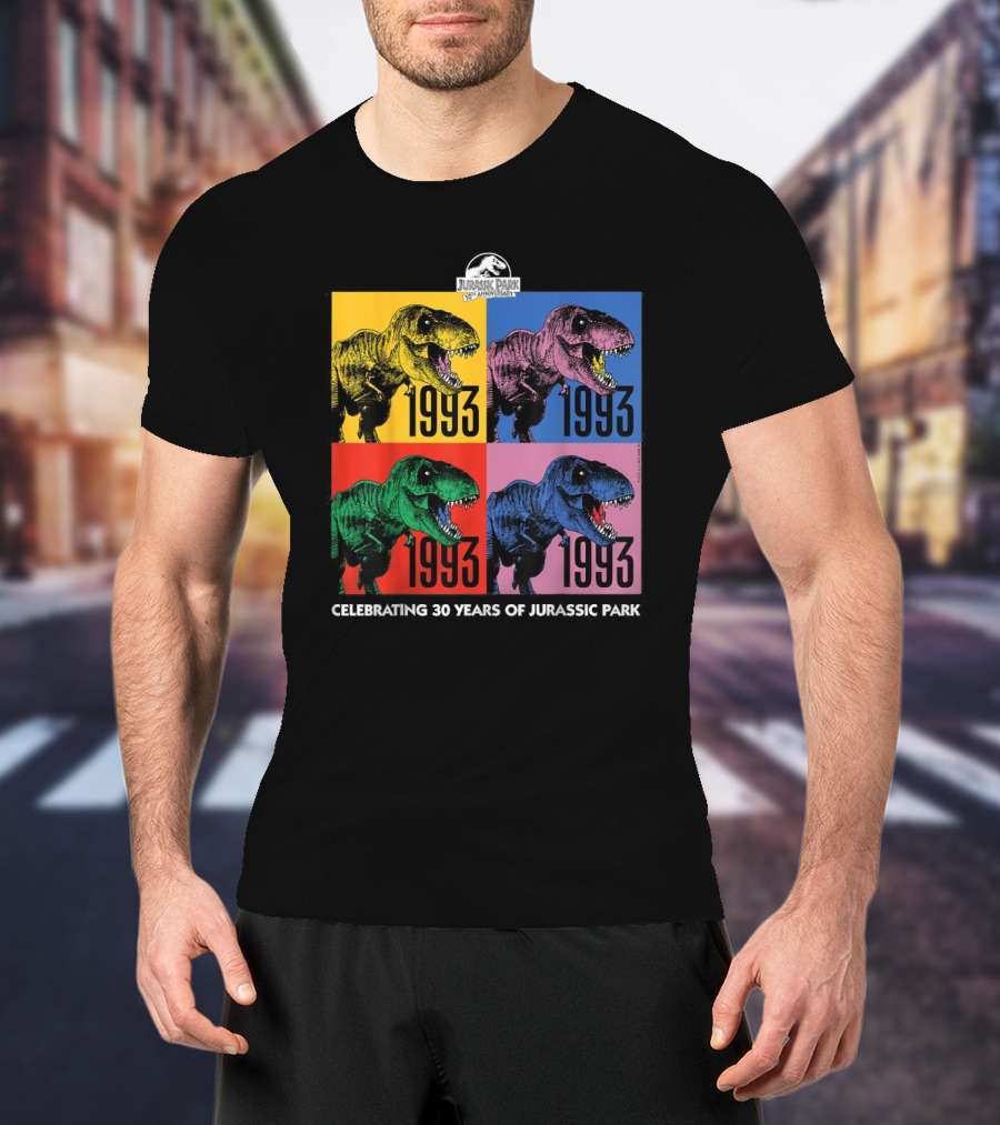 30 Years Of Jurassic Park 1993 Pop Art Dinosaur T-Shirt