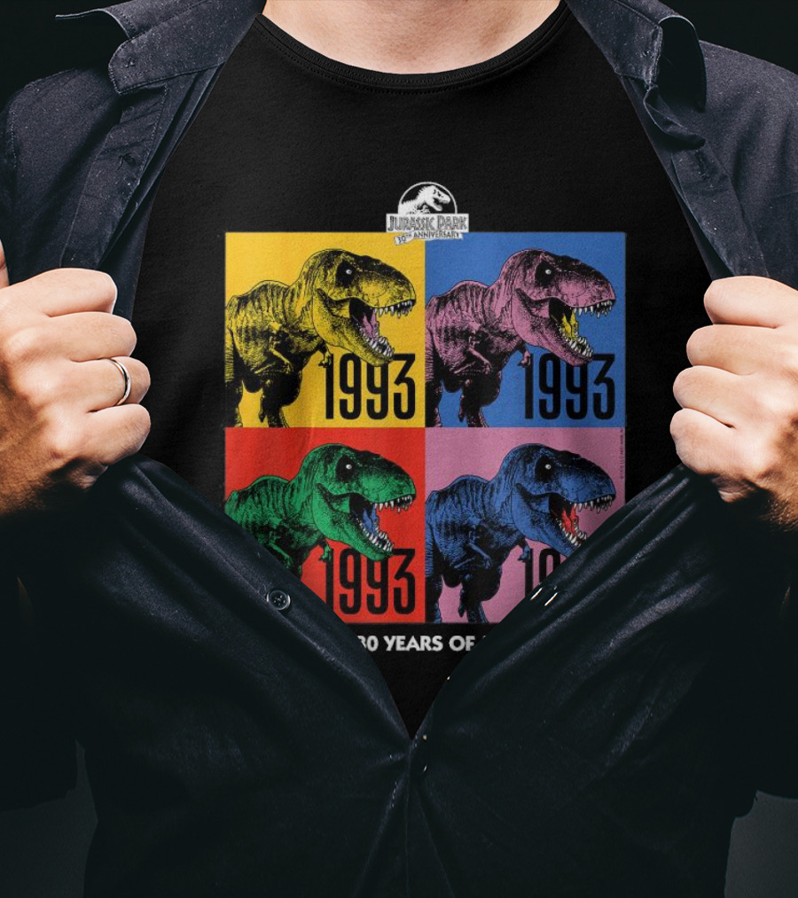 30 Years Of Jurassic Park 1993 Pop Art Dinosaur T-Shirt