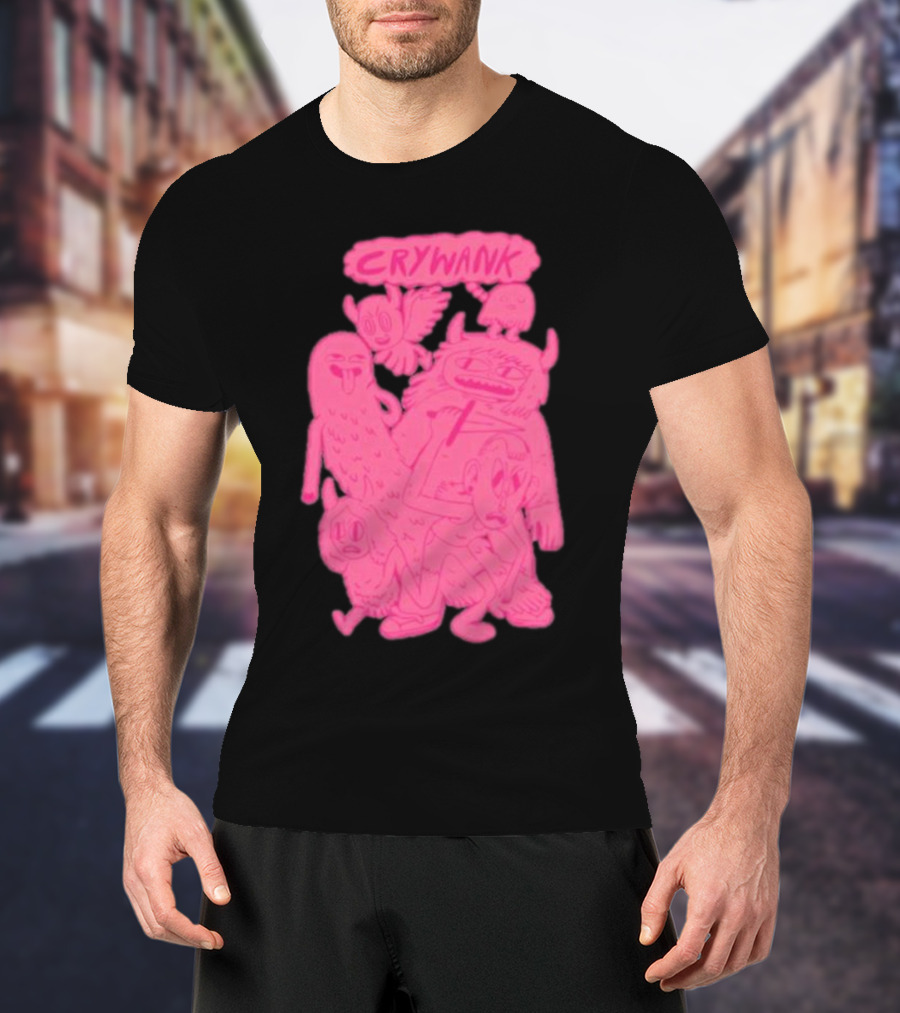 Crywank Cartoon Characters Art Pink T-Shirt
