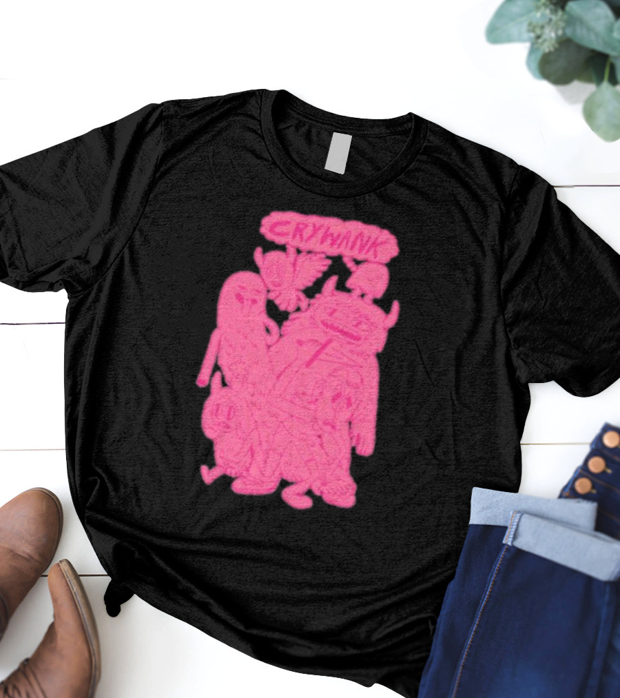 Crywank Cartoon Characters Art Pink T-Shirt