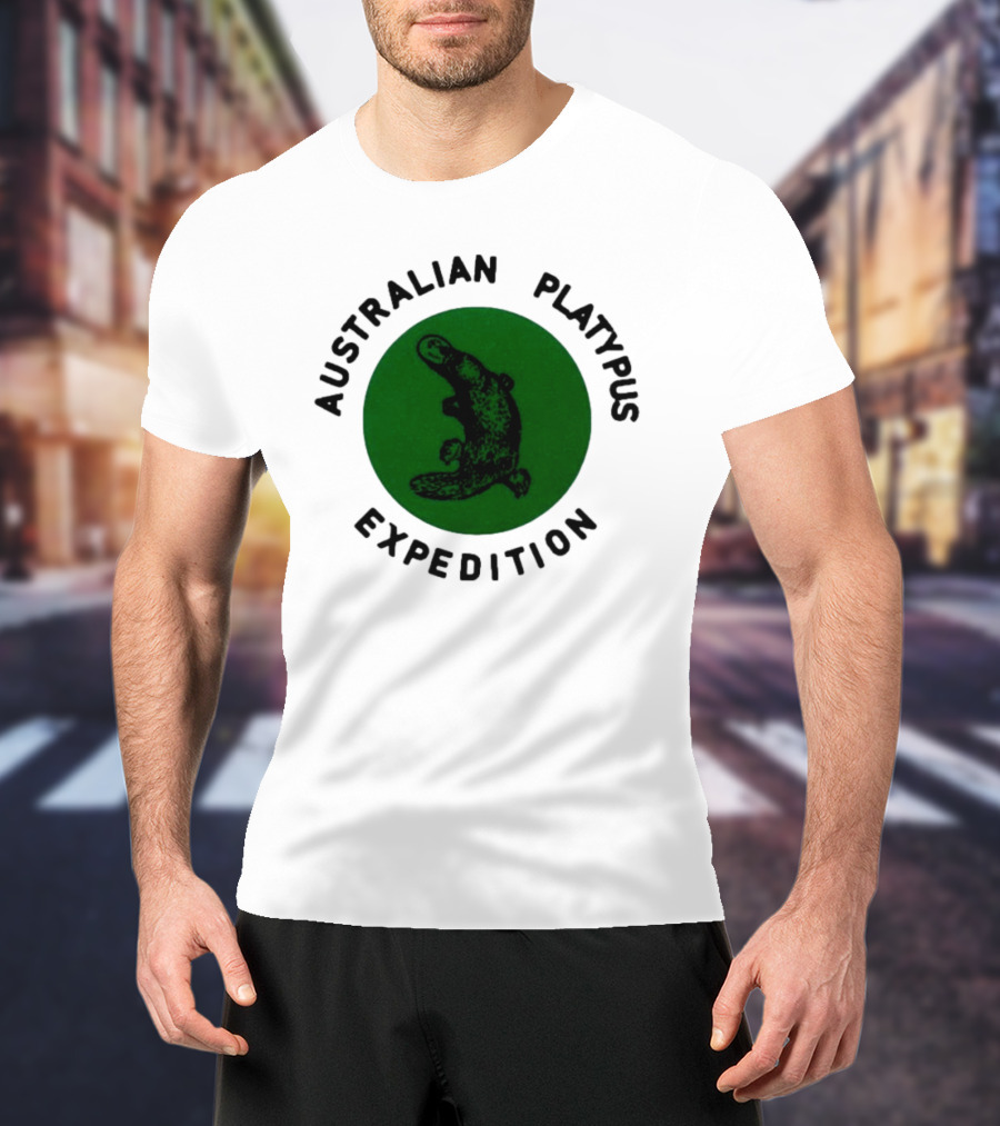 Australian Platypus Expedition Black Circle With Green Interior T-Shirt