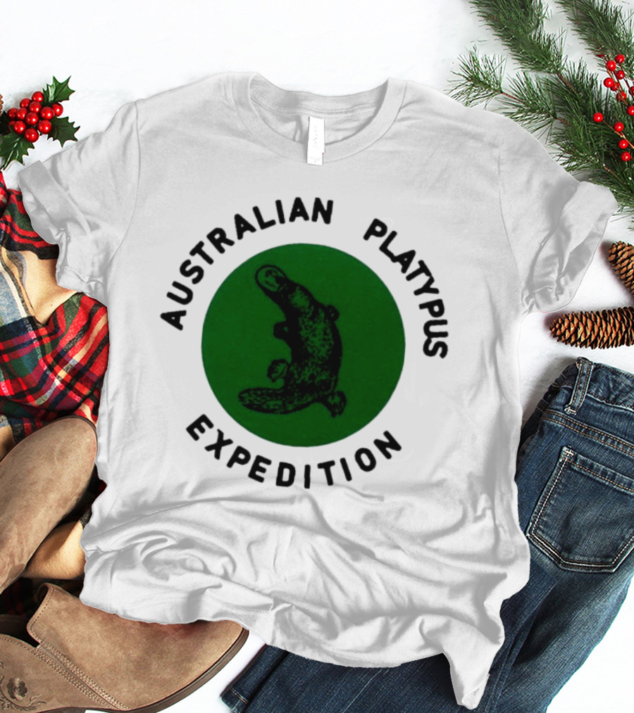 Australian Platypus Expedition Black Circle With Green Interior T-Shirt