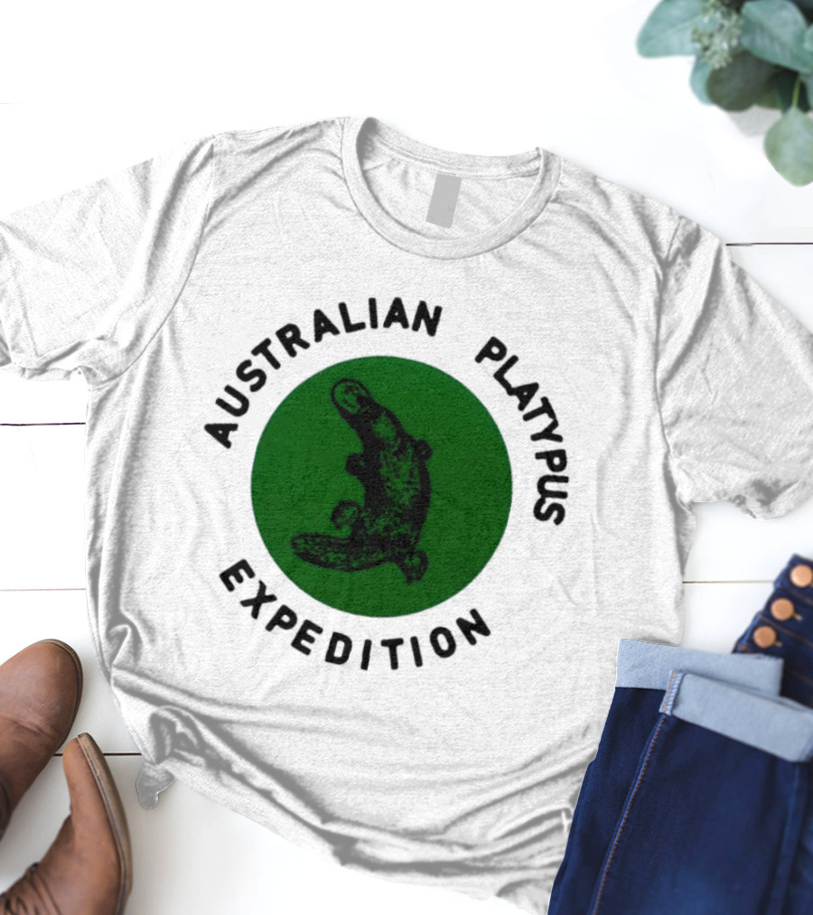 Australian Platypus Expedition Black Circle With Green Interior T-Shirt