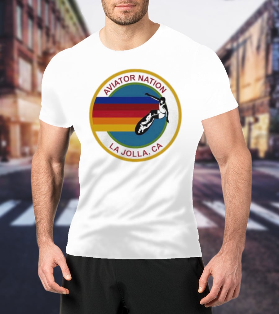 Aviator Nation La Jolla CA Surfing Rainbow T-Shirt