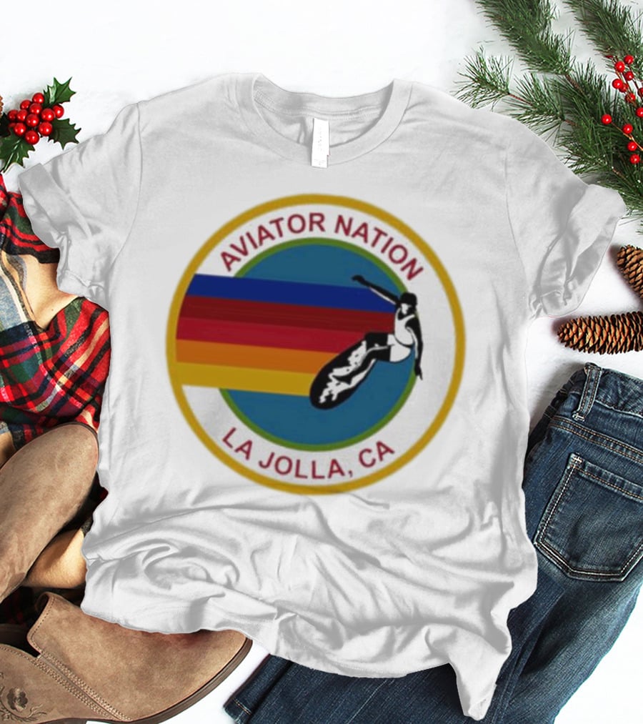 Aviator Nation La Jolla CA Surfing Rainbow T-Shirt