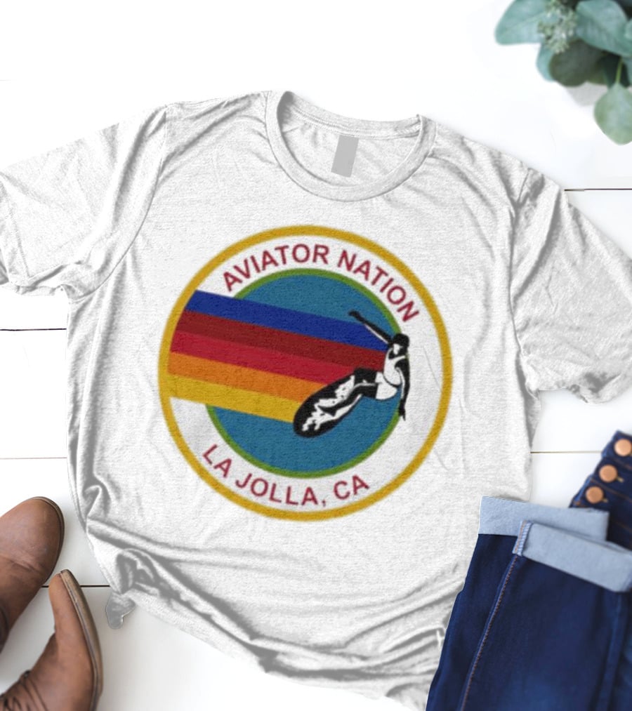 Aviator Nation La Jolla CA Surfing Rainbow T-Shirt