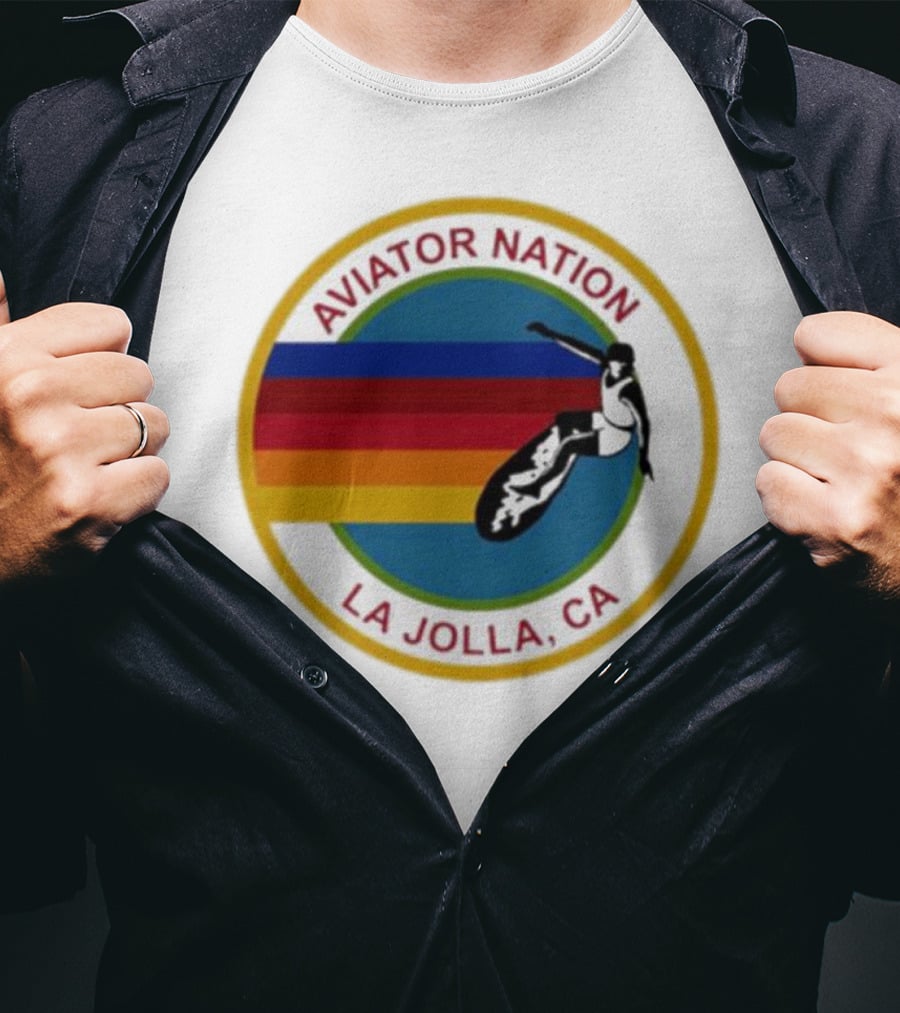 Aviator Nation La Jolla CA Surfing Rainbow T-Shirt