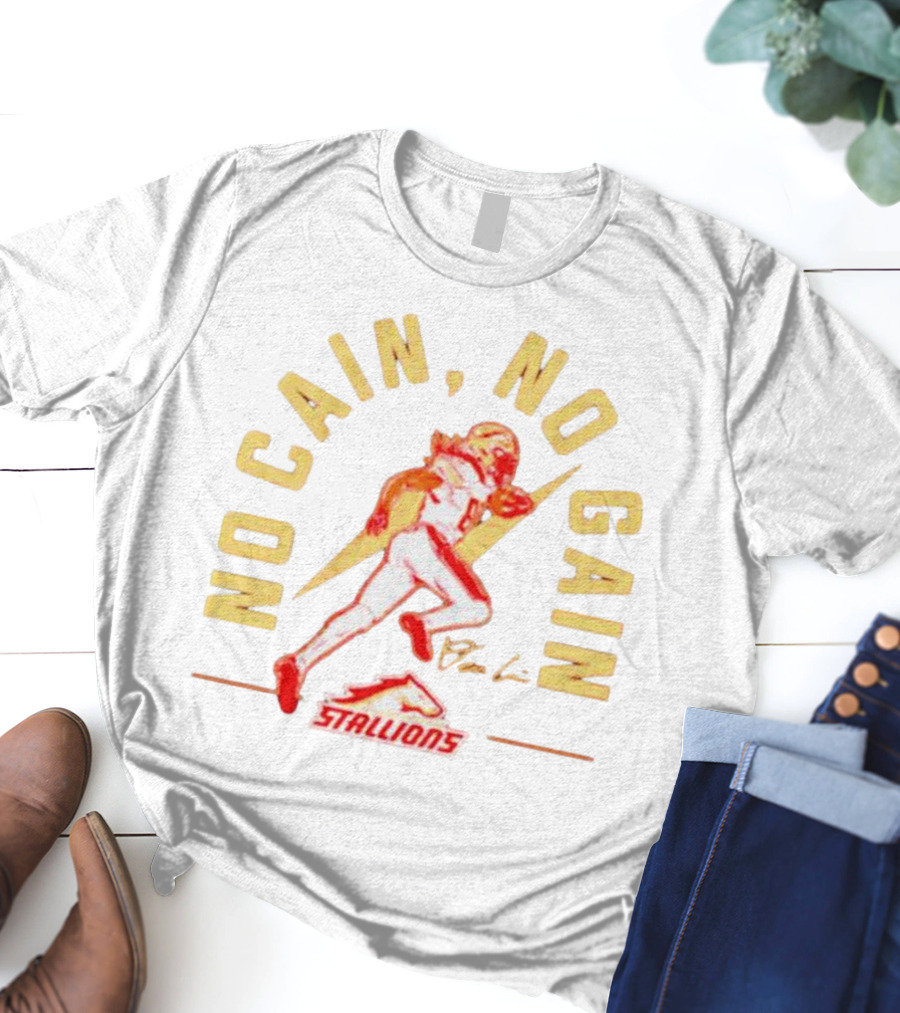 No Cain No Gain Birmingham Stallions Deon Cain T-Shirt