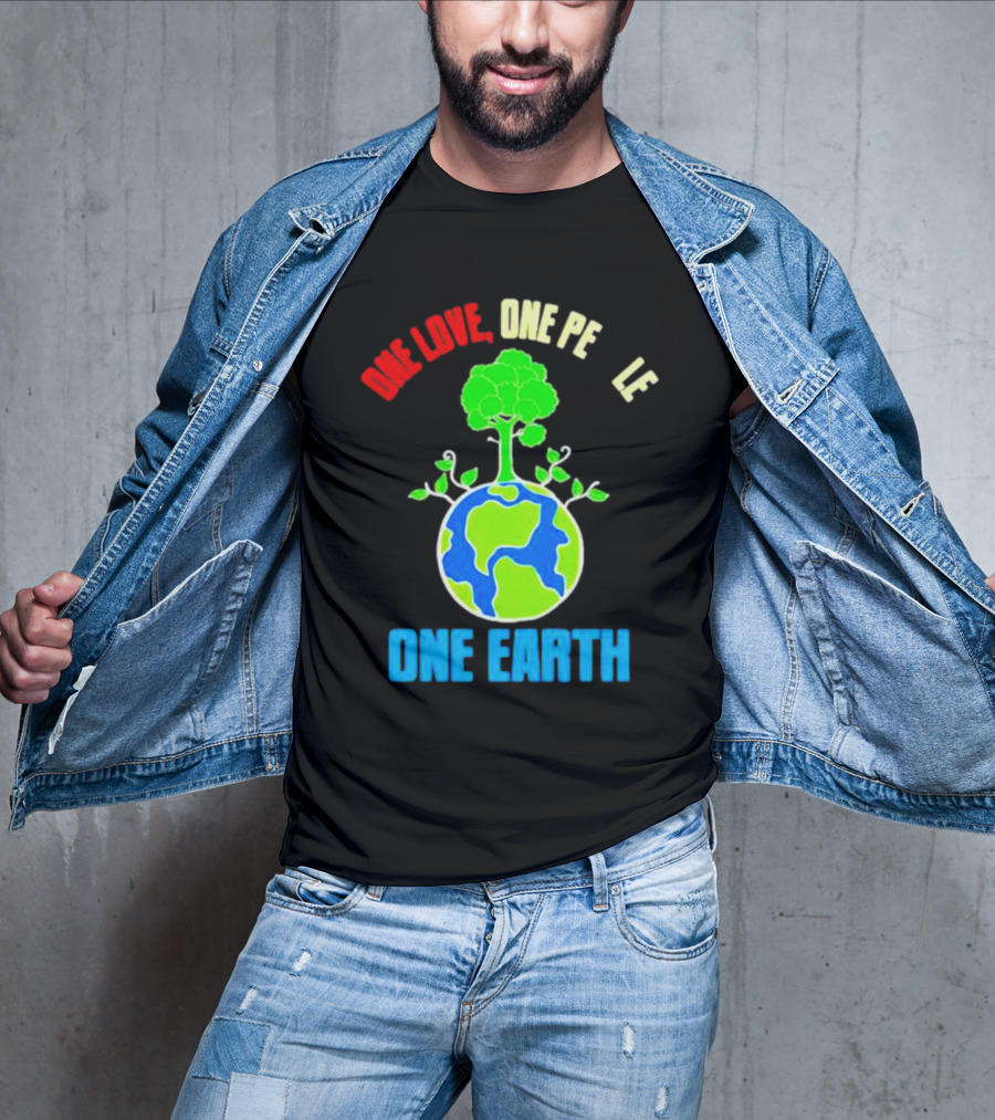 One Love One People One Earth Green Tree Globe Earth Day T-Shirt