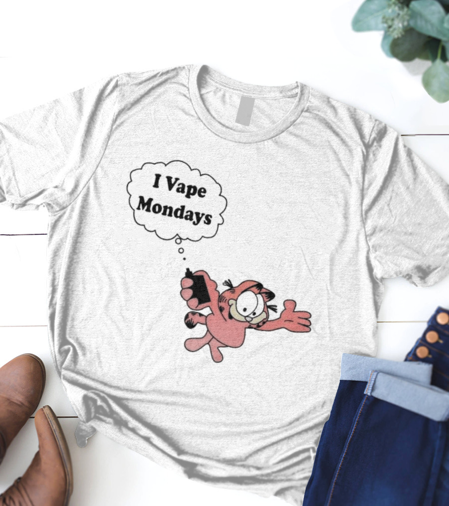 Garfield I Vape Mondays Comic Style Humor T-Shirt