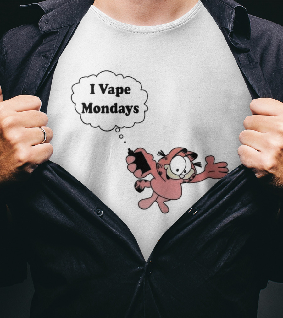 Garfield I Vape Mondays Comic Style Humor T-Shirt
