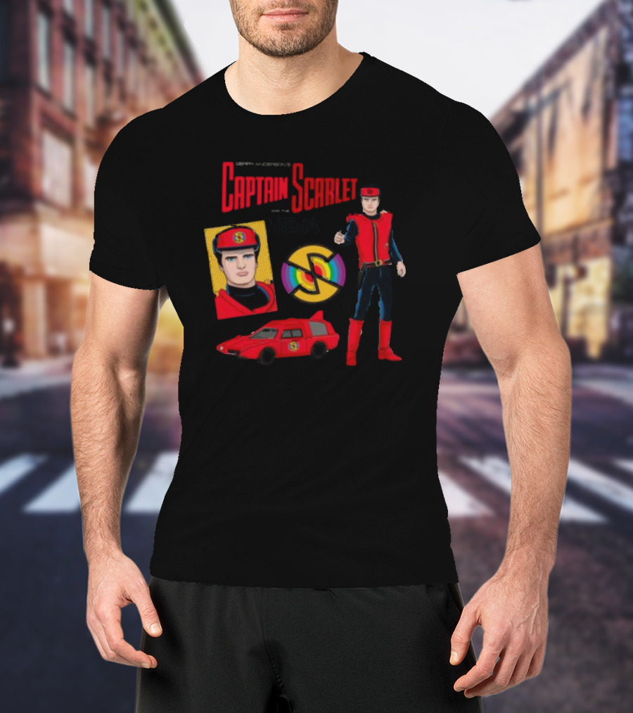 Gerry Anderson's Captain Scarlet And The Mysterons Iconic Character And Vehicle Montage T-Shirt