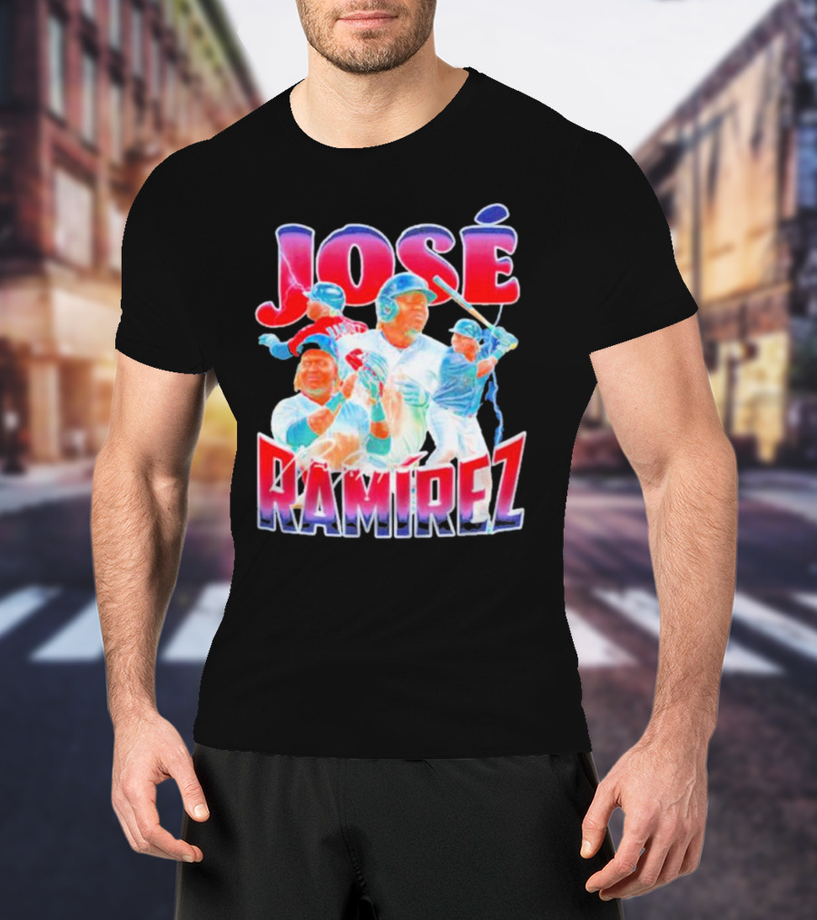 José Ramírez Signature Series Baseball Action Collage T-Shirt