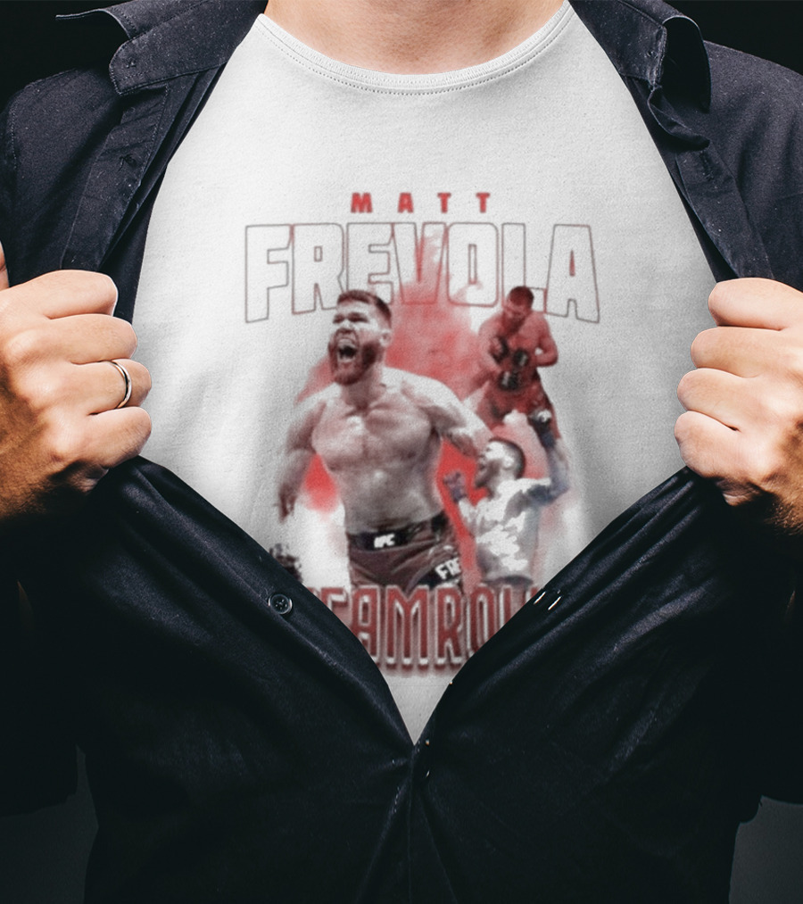 MATT FREVOLA STEAMROLLA Fiery MMA Fighter Action Scene T-Shirt