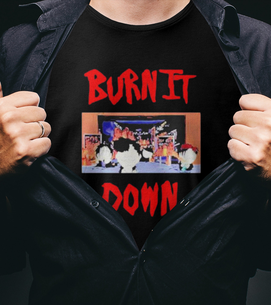 Burn It Down South Park Characters In Flames Scene T-Shirt
