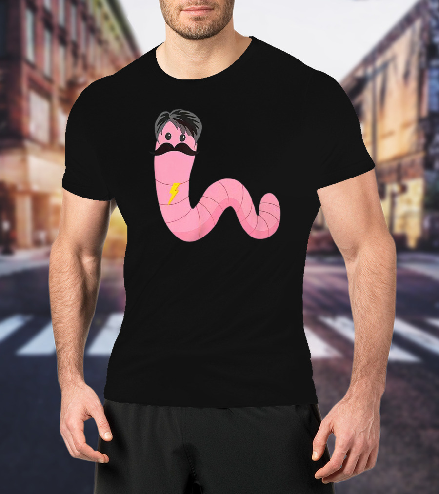 Worm With A Mustache James Tom Ariana Reality Lightning Bolt T-Shirt