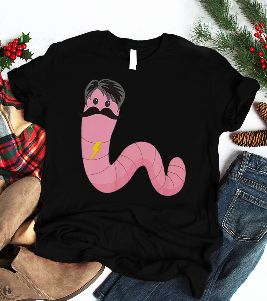 Worm With A Mustache James Tom Ariana Reality Lightning Bolt T-Shirt