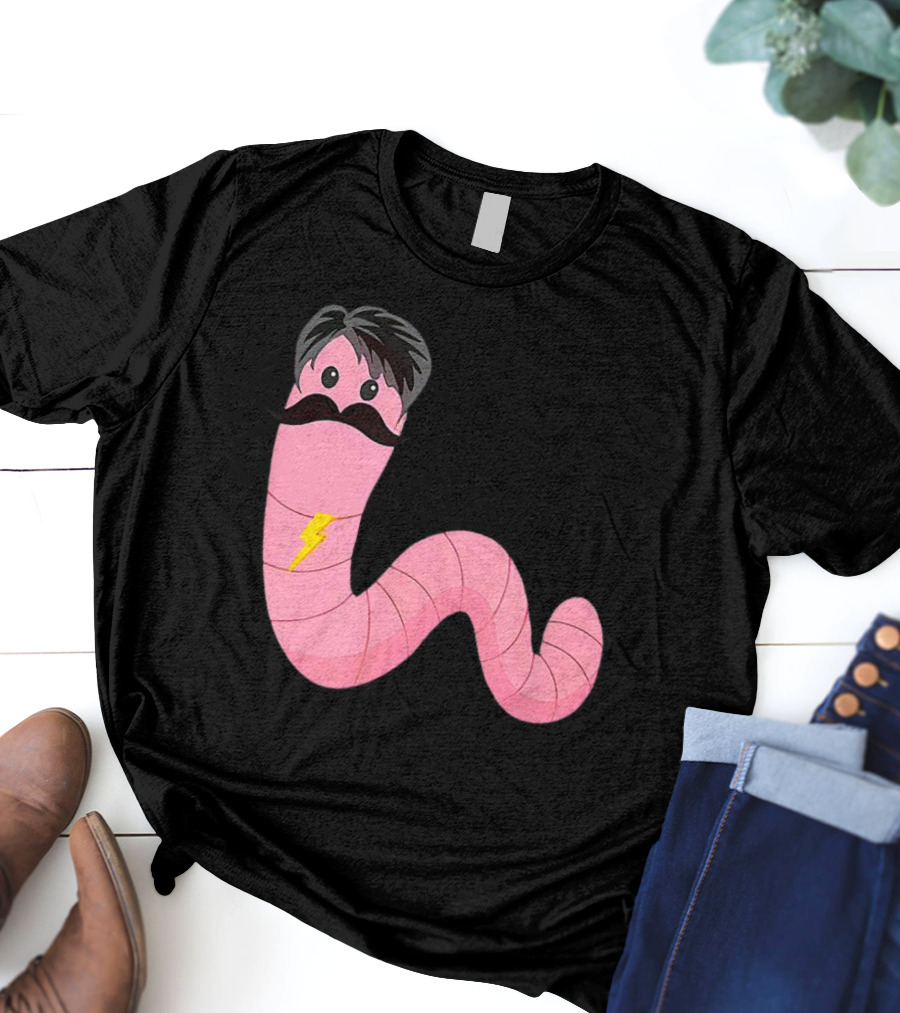 Worm With A Mustache James Tom Ariana Reality Lightning Bolt T-Shirt