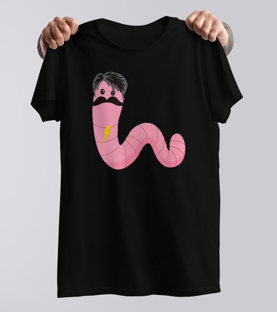 Worm With A Mustache James Tom Ariana Reality Lightning Bolt T-Shirt