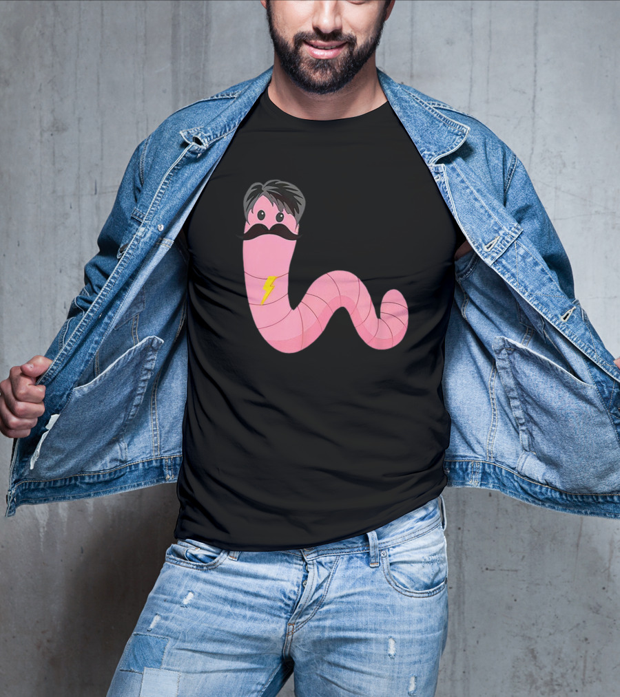 Worm With A Mustache James Tom Ariana Reality Lightning Bolt T-Shirt