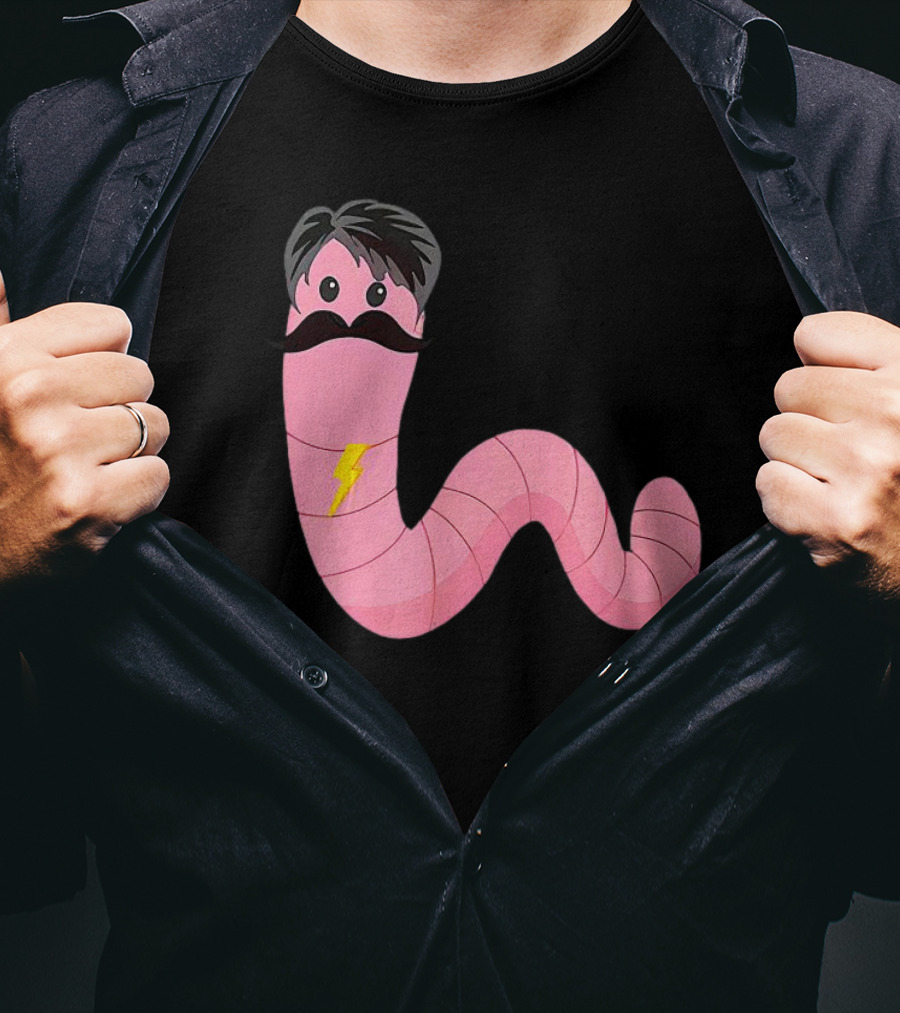 Worm With A Mustache James Tom Ariana Reality Lightning Bolt T-Shirt