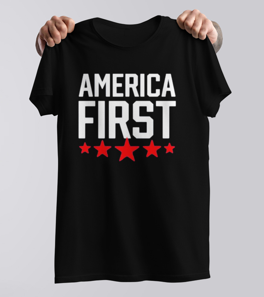 Scott Presler Wearing America First Red Stars T-Shirt
