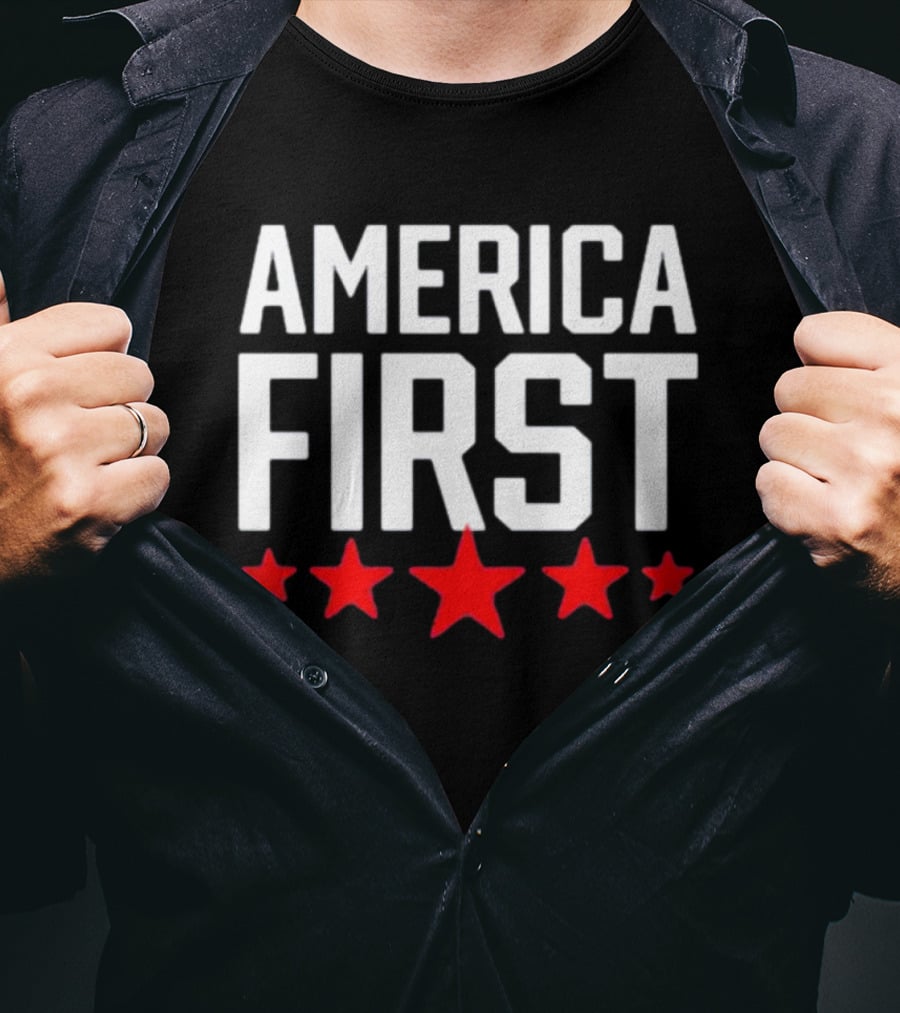 Scott Presler Wearing America First Red Stars T-Shirt