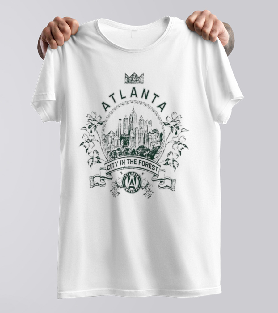 Atlanta City In The Forest Men’s Atlanta United FC Mitchell And Ness White Canopy T-Shirt