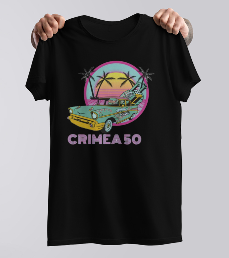 CRIMEA 50 NAFO HIMARS Vintage Sunset Car Scene T-Shirt