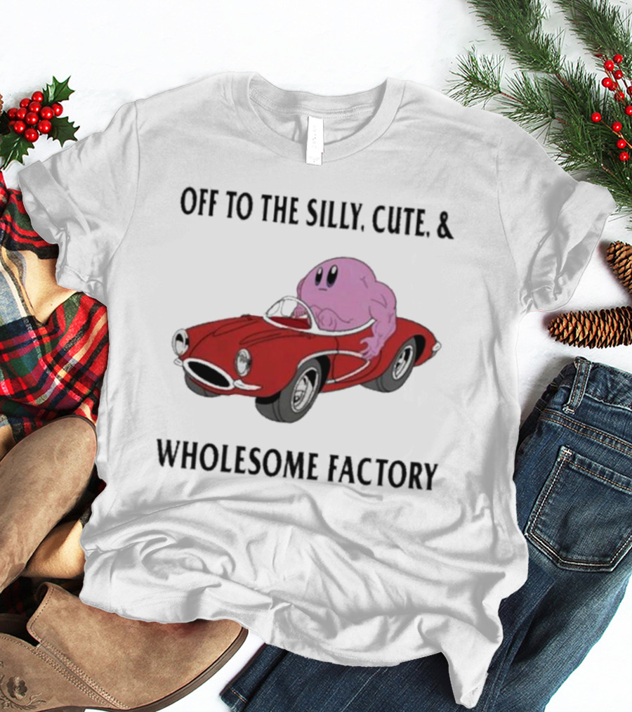 Off To The Silly, Cute, And Wholesome Factory With Cartoon Blob In Red Convertible T-Shirt