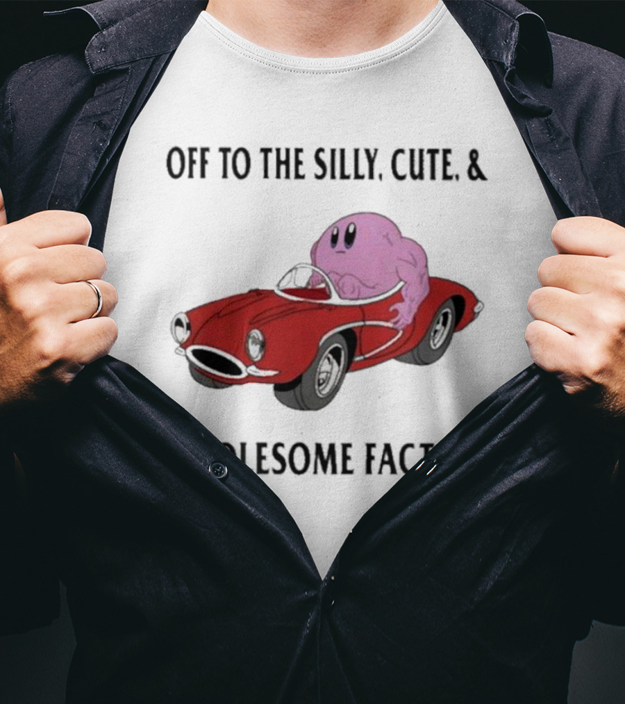 Off To The Silly, Cute, And Wholesome Factory With Cartoon Blob In Red Convertible T-Shirt